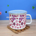flower decal Promotional custom enamel milk mug